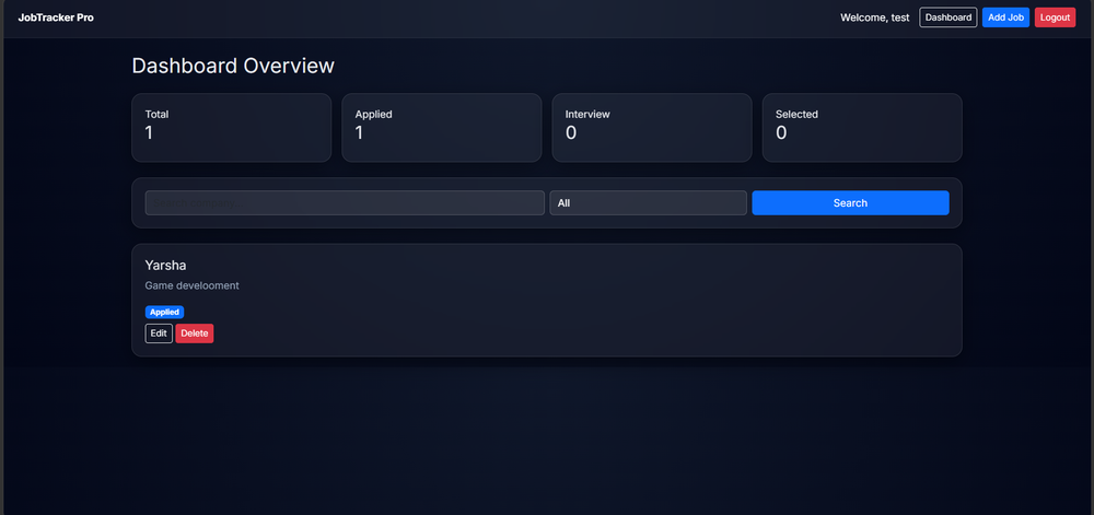 Job Tracker Web Application screenshot